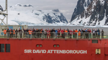 A ship on the side of a snow covered mountain