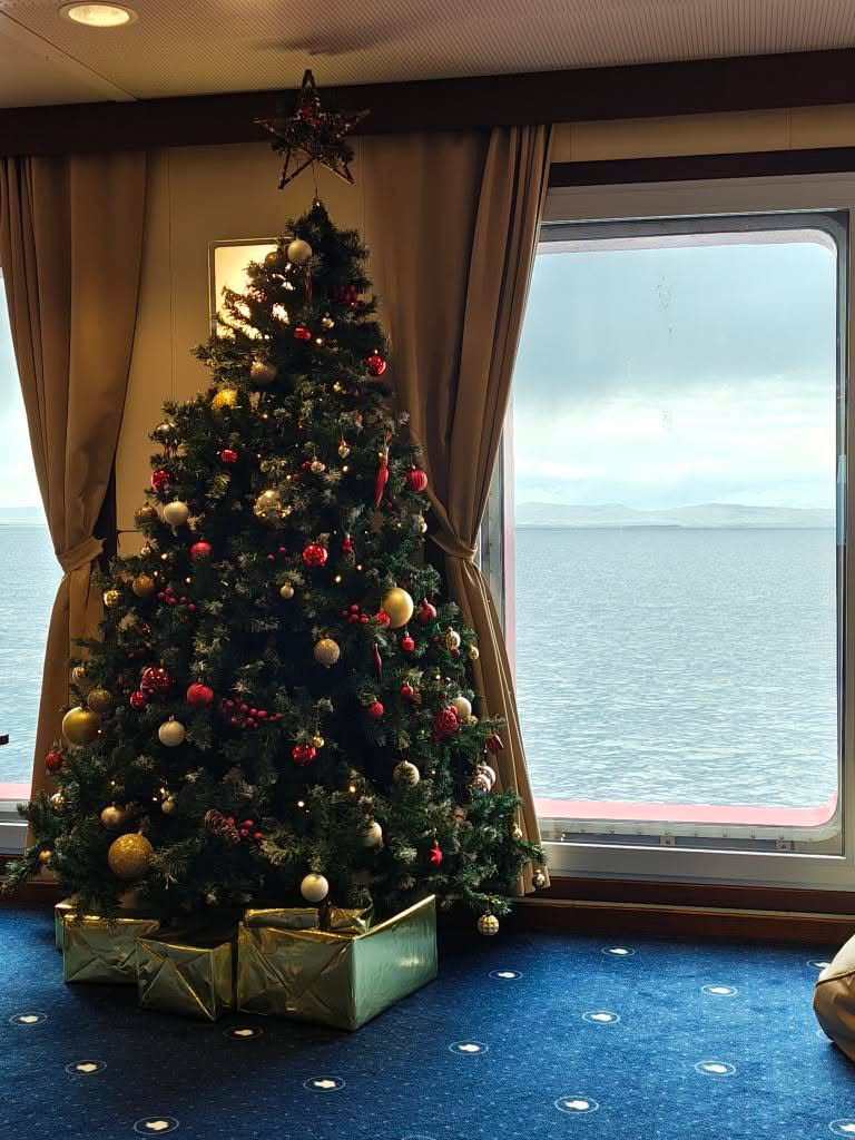 A Christmas tree on RRS Sir David Attenborough