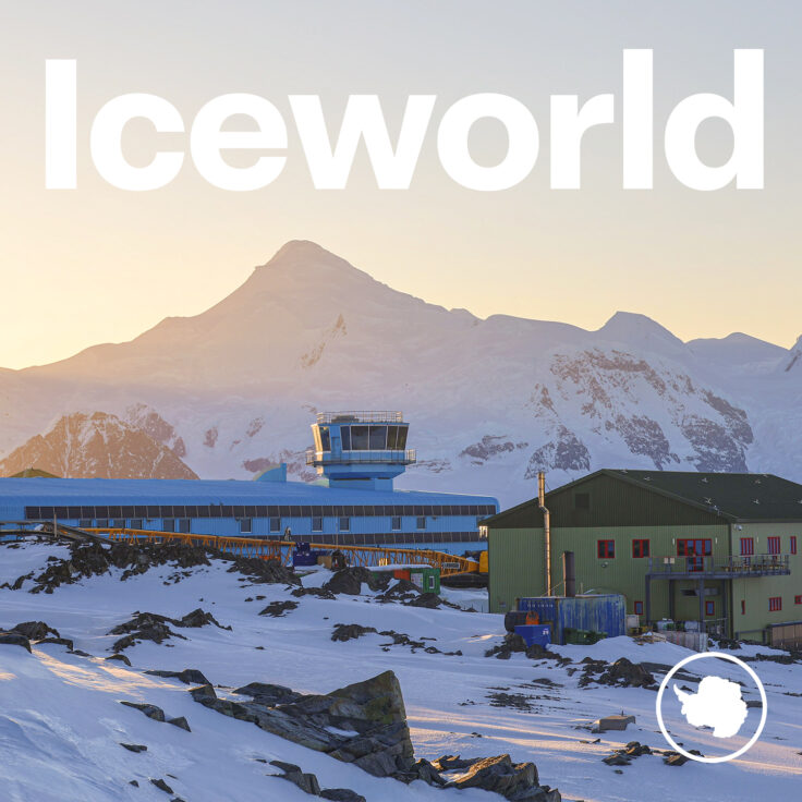 A close up of a snow covered mountain