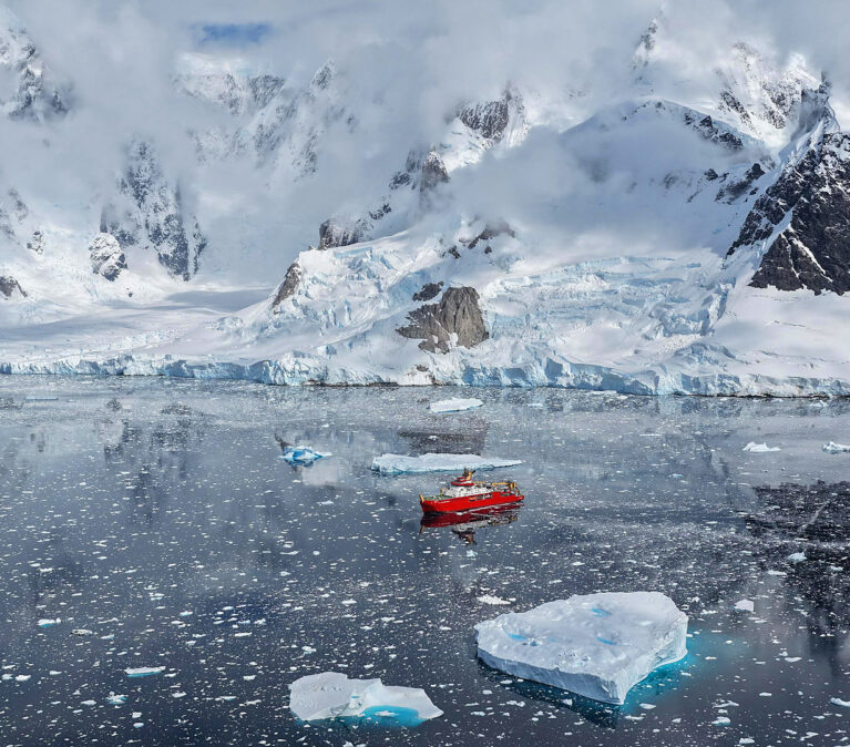 The RRS Sir David Attenborough in Antarctica
