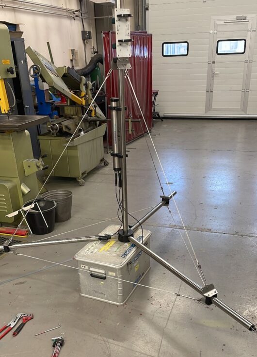 A scientific instrument in a warehouse