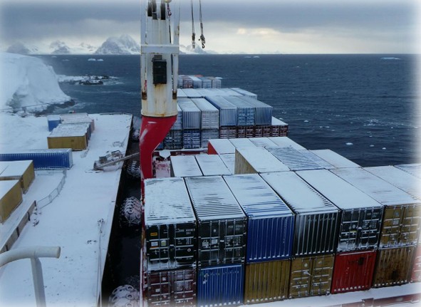 A large ship in a body of water