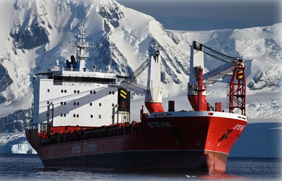 A large ship in the water