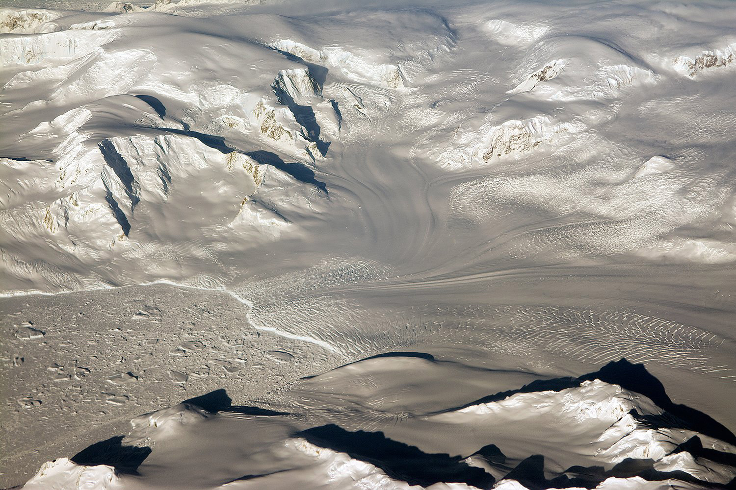 A glacier covered in snow