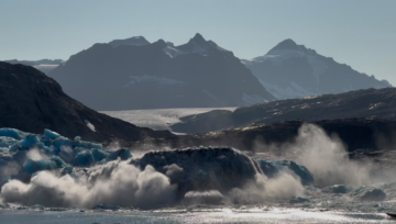 A large mountain in the background
