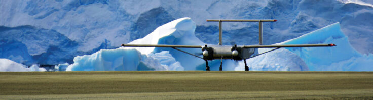 A drone on a runway