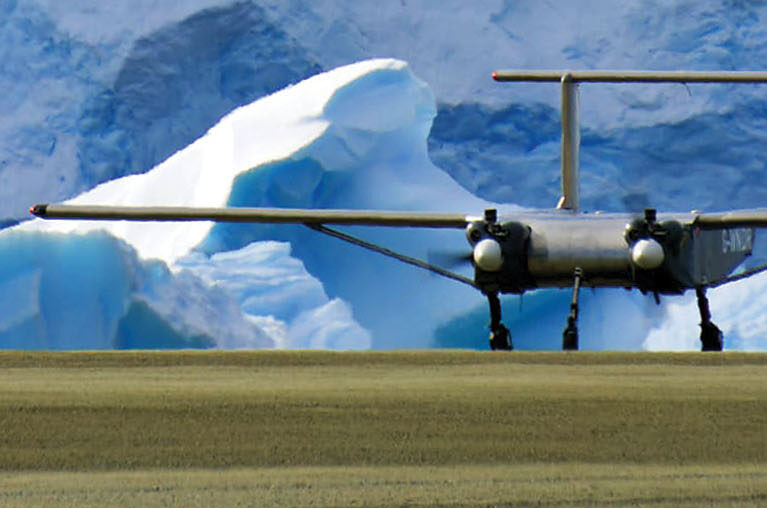 A drone on a runway